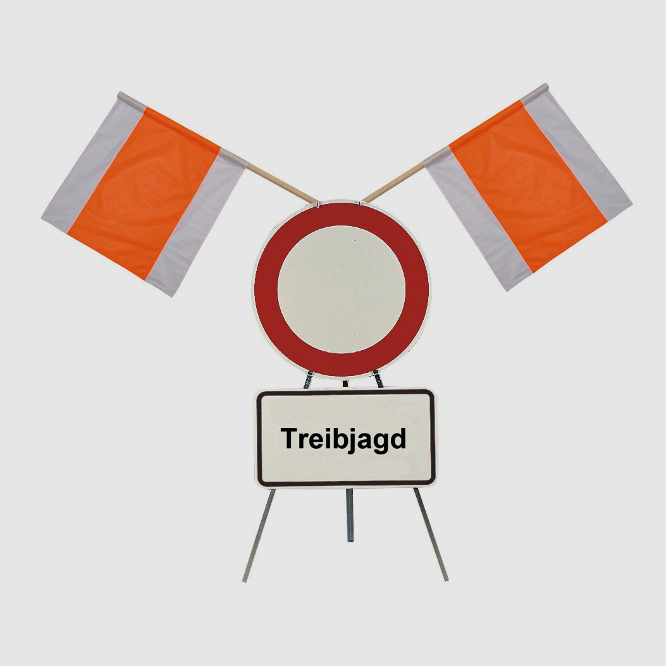 Warnstnder mit Sperrschild und Zusatzschild Treibjagd