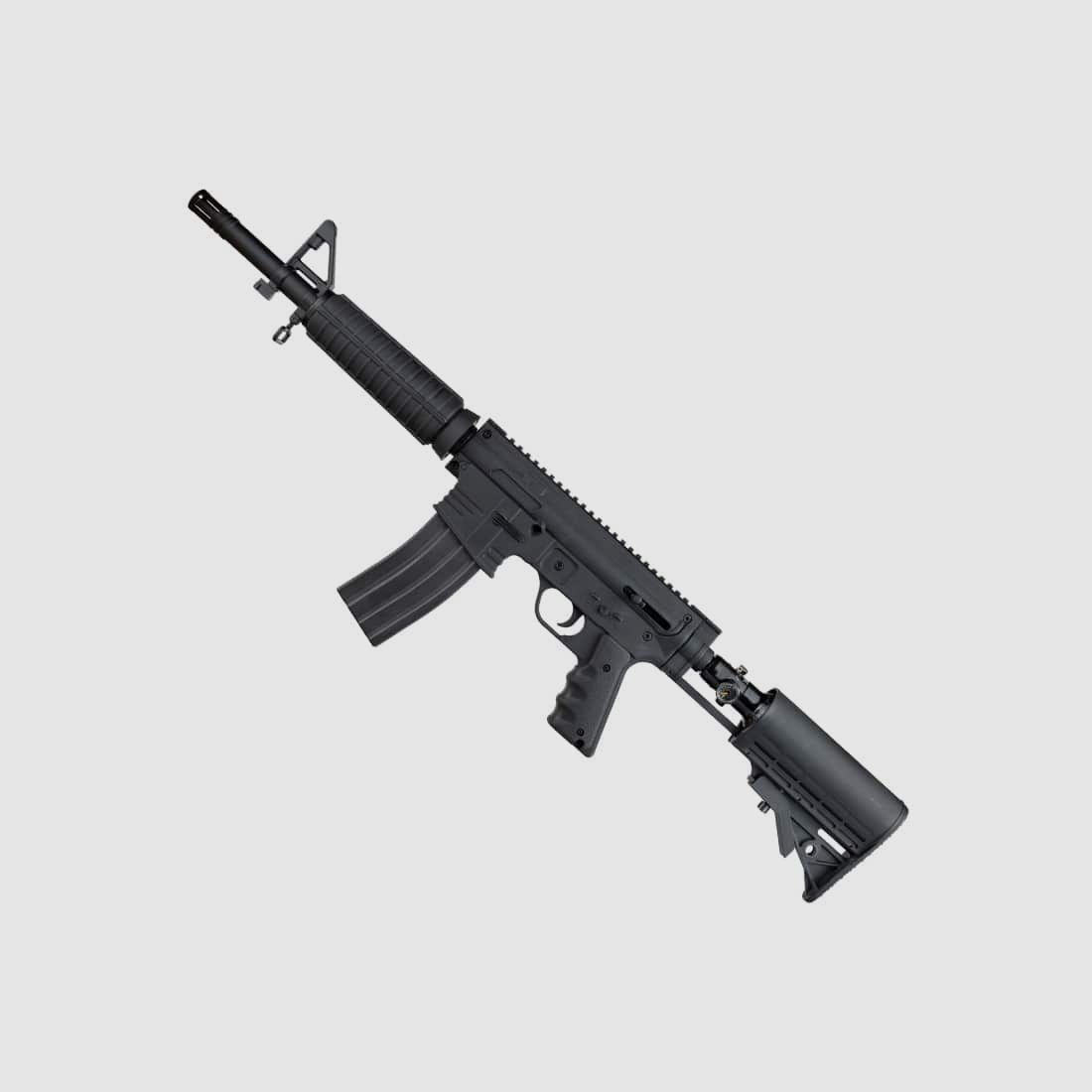 DELTA SIX MFG-Un marcador de paintball Magfed de una sola carga con culata de aire (negro)
