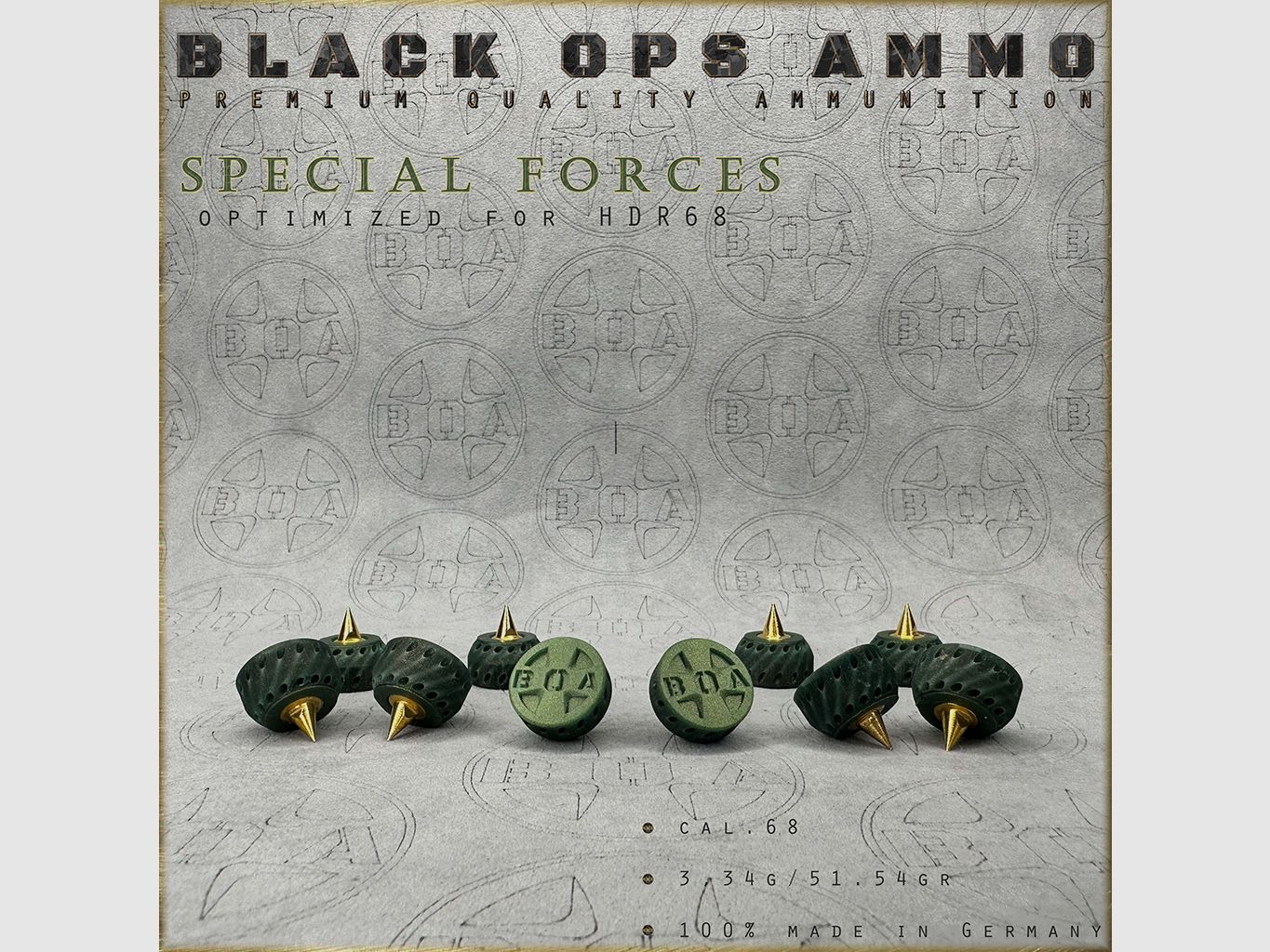 10x + 2 Special Forces BLACK OPS AMMO HDR 68 TR cal.68 Munition T4E Umarex HDR68 TR68