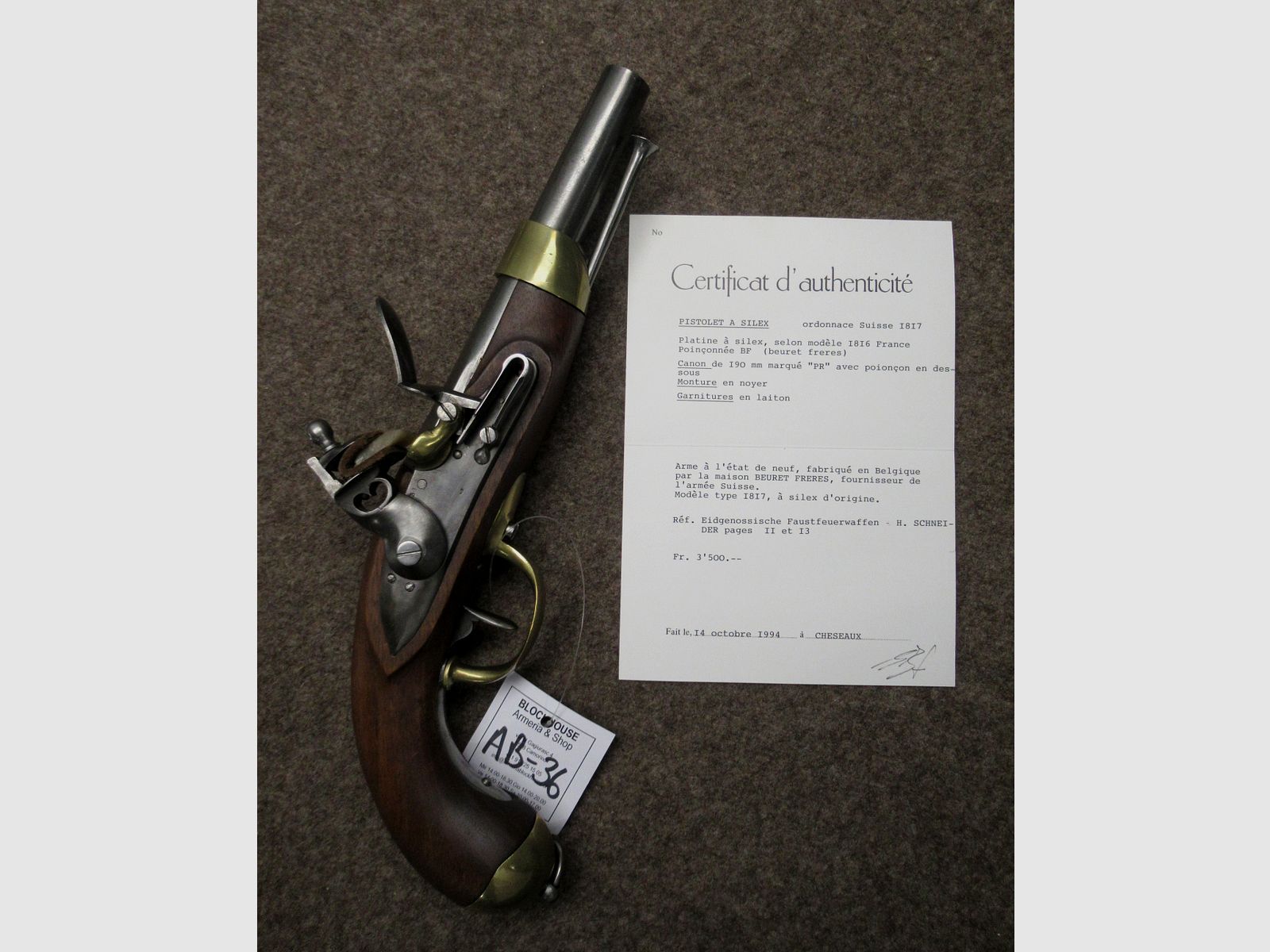 AB-36 Steinschlosspistole BEURET FRERES mod. 1817 Kal. 18mm, Bild 5 von 5