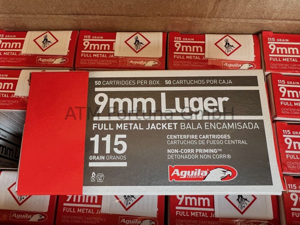 Aquila 1000 pezzi Standard 9mm Luger (9x19) FMJ 115 grs cartucce per pistola