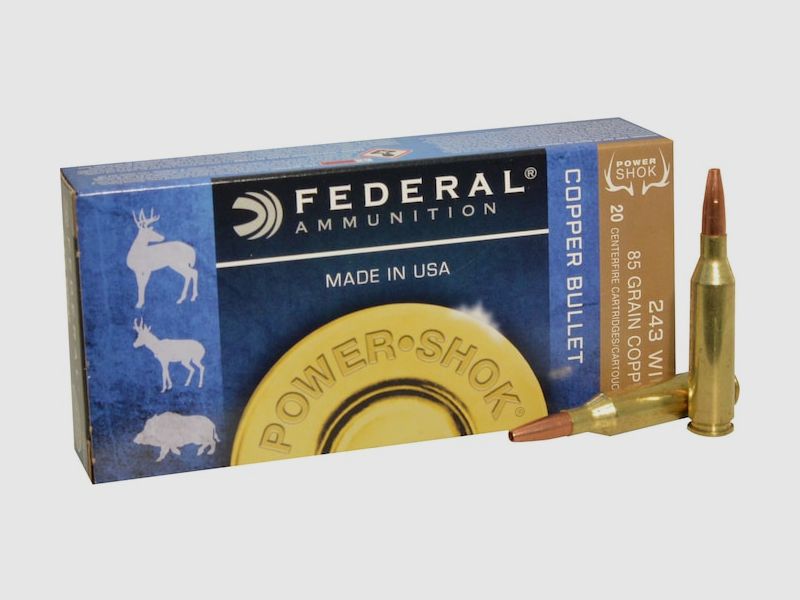 Federal Power-Shok .243 Win. 85GR Copper HP 20 cartridges
