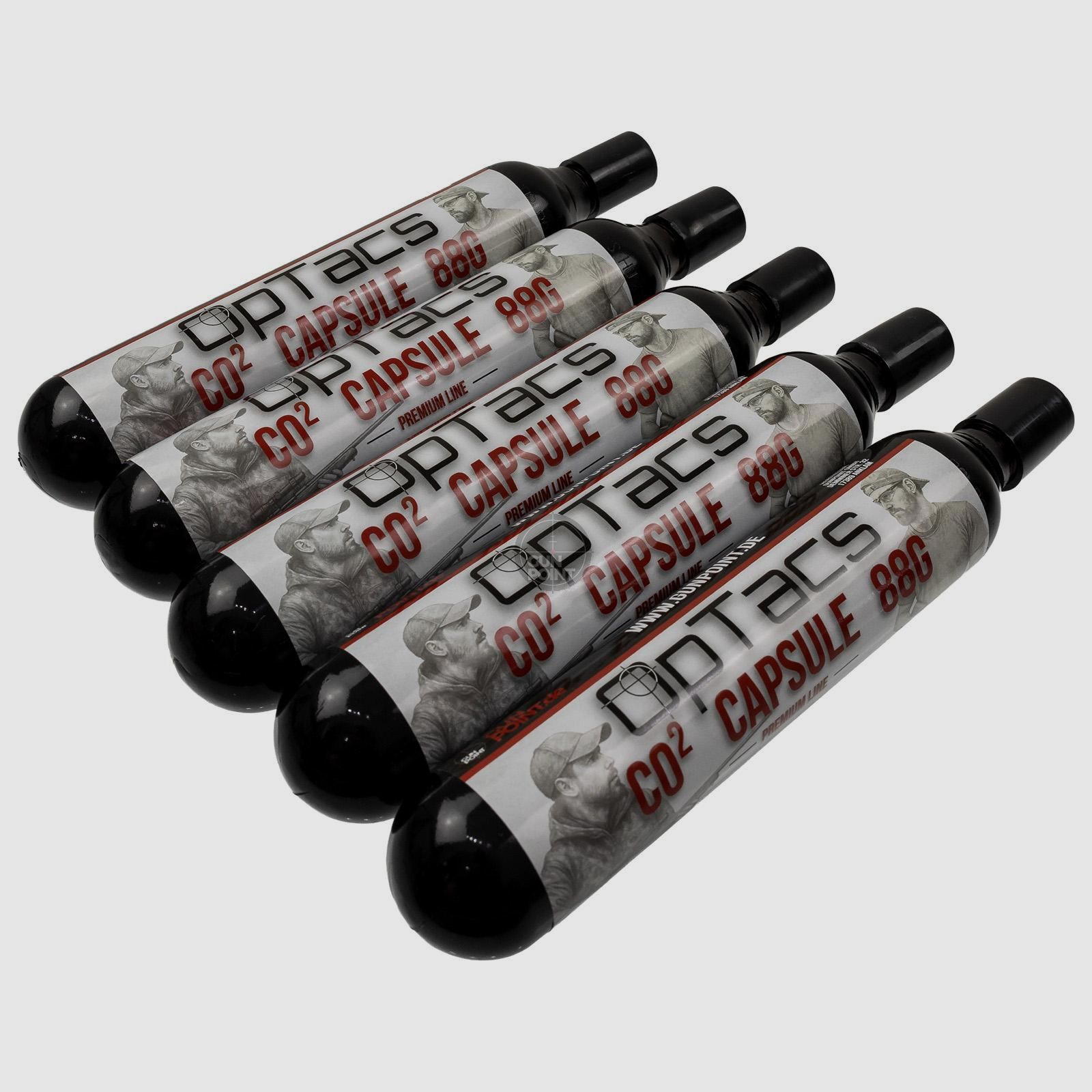 OpTacs CO2 Kapsel 88g - 5er Pack Kartusche fr Luftgewehre, Airsoft & Paintball