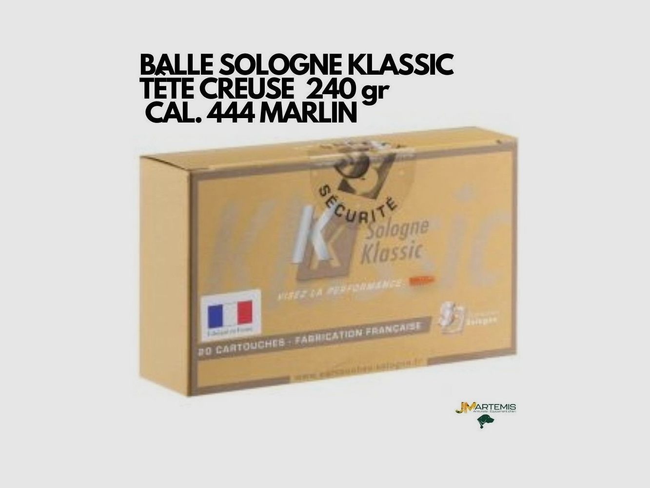 CARTRIDGE SOLOGNE KLASSIC HOLLOW POINT 240 gr CAL. 444 MARLIN, image 1 of 3