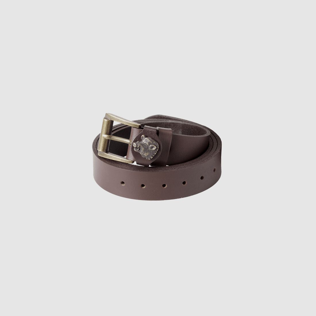 Leather belt ,buckle with decorative wild boar theme, 30 mm wide 120 cm