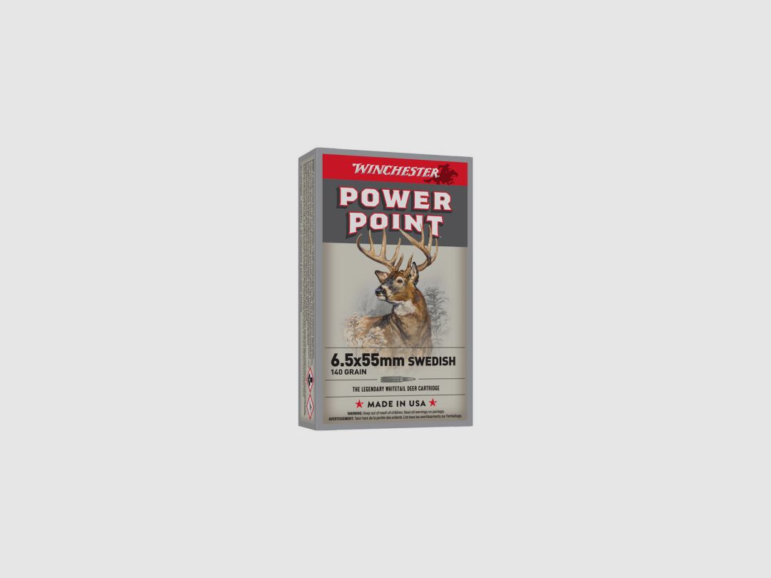 CAJA DE 20 PATRONES WINCHESTER CAL.6.5X55Swd POWER-POINT 140GR, imagen 1 de 4