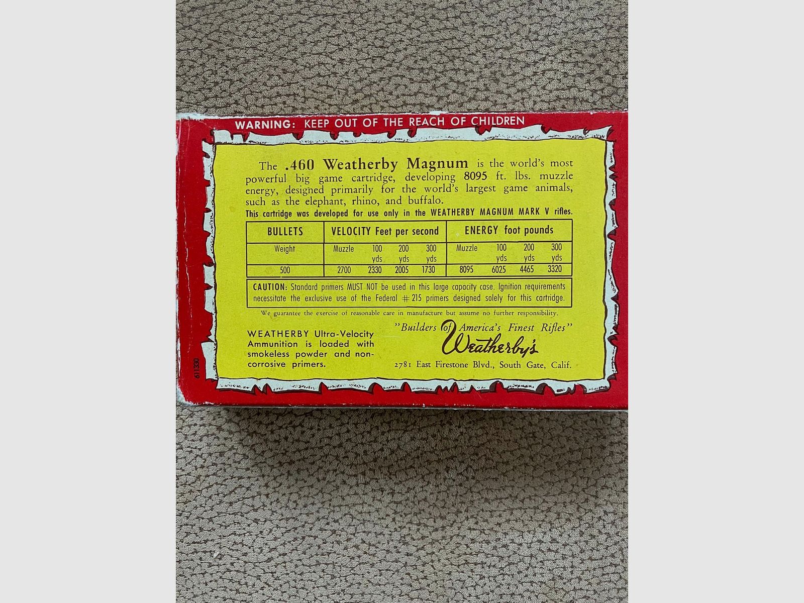 Je vends ma .460 Weatherby avec 80 cartouches.