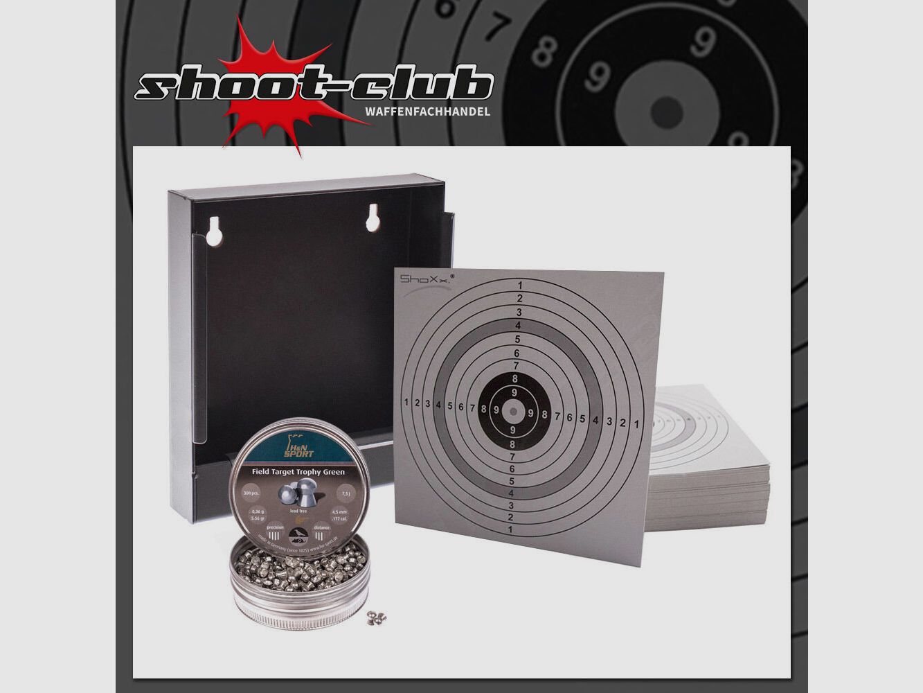 shoXx piège à balles + HN Field Target Trophy Green 4,5 mm + 120 ZS