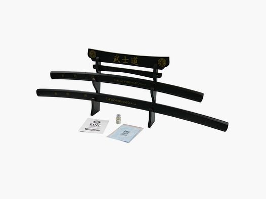 Epische Zwaarden Katana Wakizashi Zwarte Aikuchi Daisho Zwaardpaar met Zwaardstandaard en Accessoires