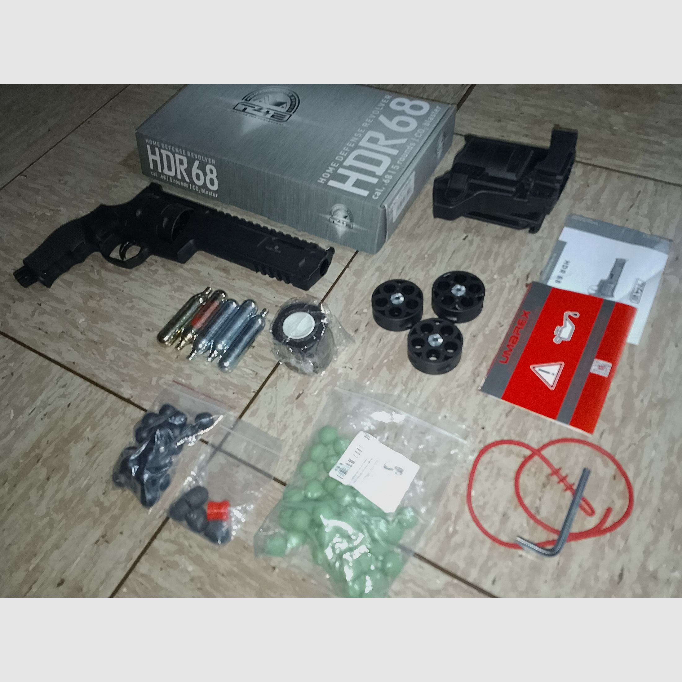 Hdr68 gen1 RAM T4E Set Holster Rubberballs CO2 4 Trommeln + Zubehör 