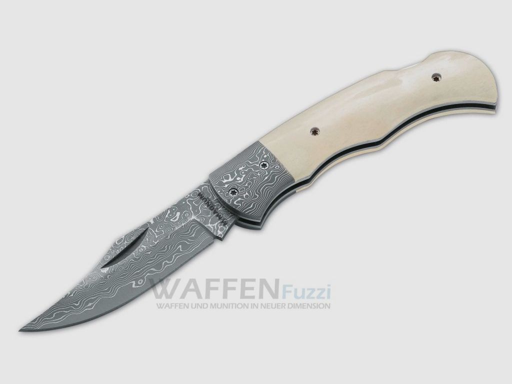 Magnum Damascus Bone Pocket Knife Handle made of Bone