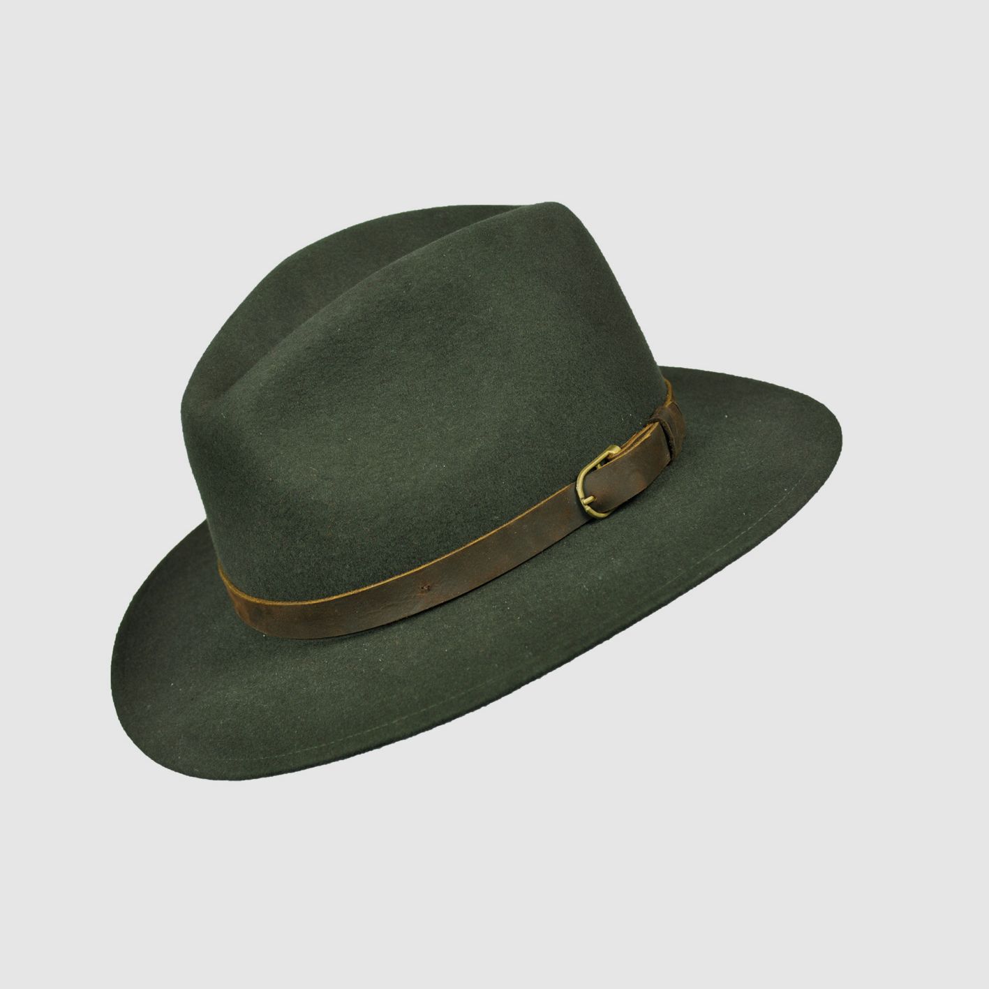 Wollhut mit Lederband - rollbar, reine Wolle
