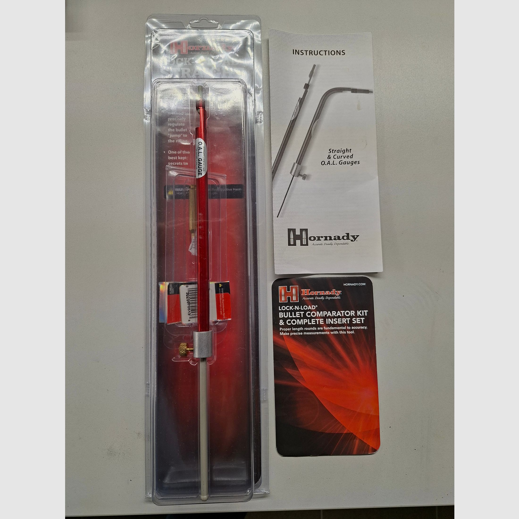 Longitud de patrones Hornady Lock-N-Load® O.A.L. Gauges - Modelo recto incluye casquillo de medición de 6.5 mm