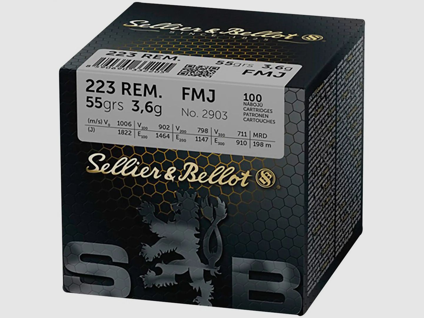 Sellier & Bellot ammunition Sellier & Bellot 223 Remington full metal jacket 55 grains 100 cartridges in a box