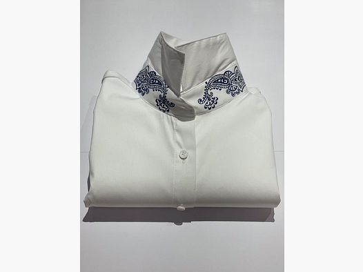 Wallmann Bluse mit Paisley-Stickerei in Dunkelblau