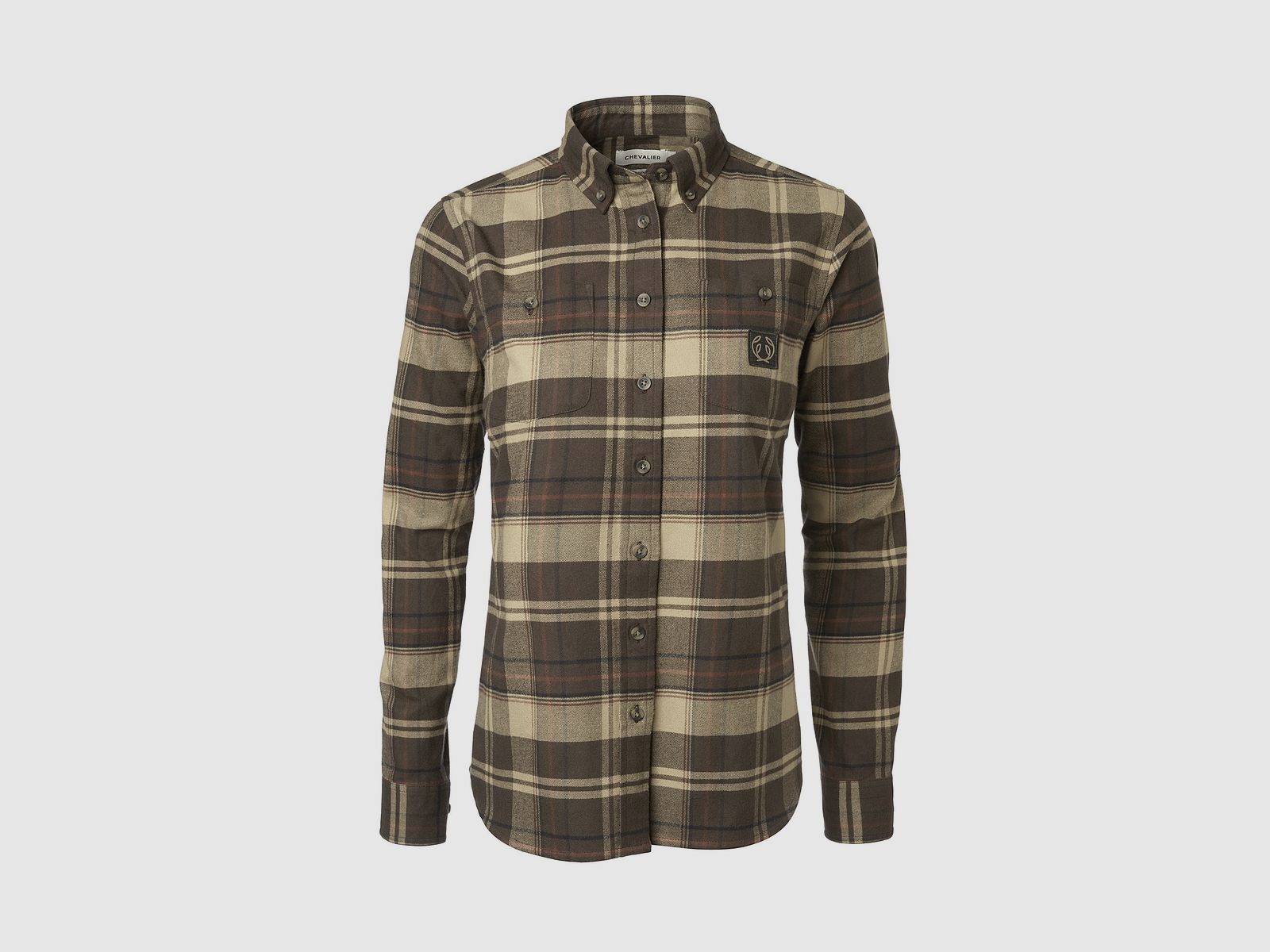 Chevalier Heron Flannel Shirt Ladies, 42W, Soil Brown Checked