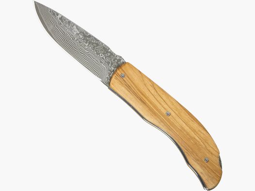 Taschenmesser Damast-Messer Olivenholzgriff §42a konform legal führen