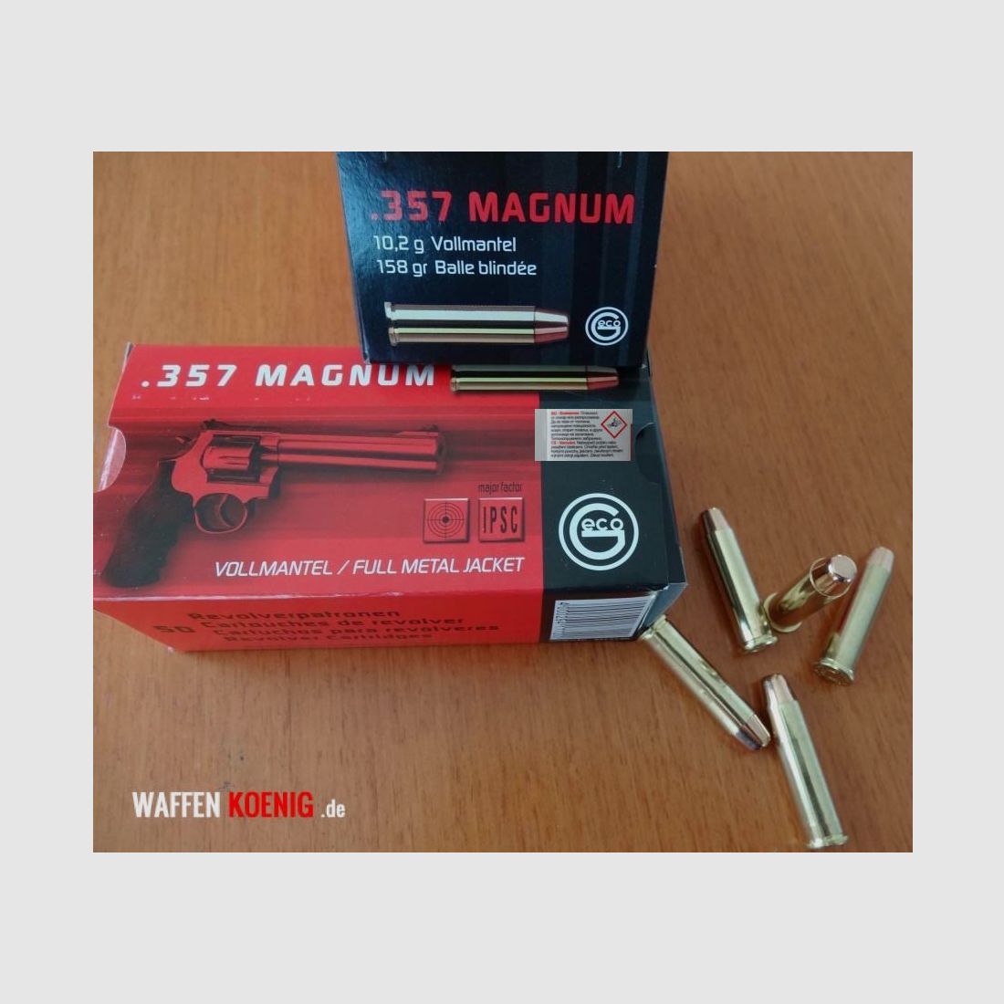 GECO 100 Stück- GECO Patronen.357 Mag. Vollmantel-Flachkopf