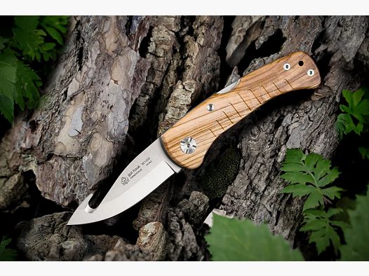 Cuchillo de caza PUMA IP con buen gancho, madera de olivo