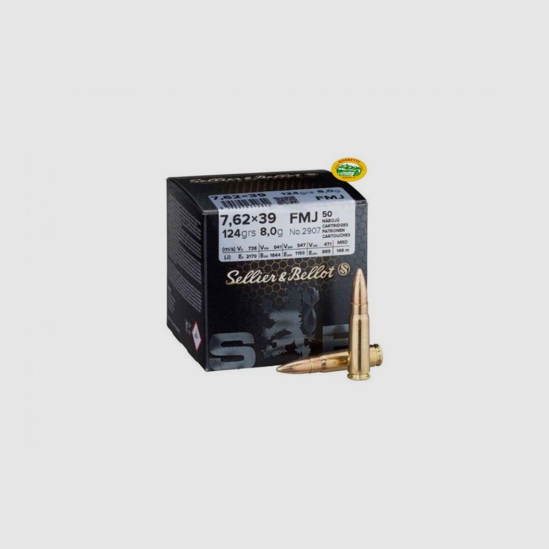 SELLIER & BELLOT Munition Kal. 7,62x39 FMJ 124 gr Packung 50 Stk