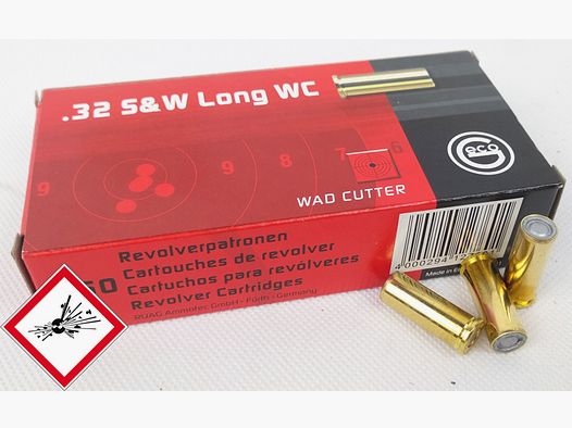 Geco cartuccia per revolver .32 S&W long WC 100 grs.