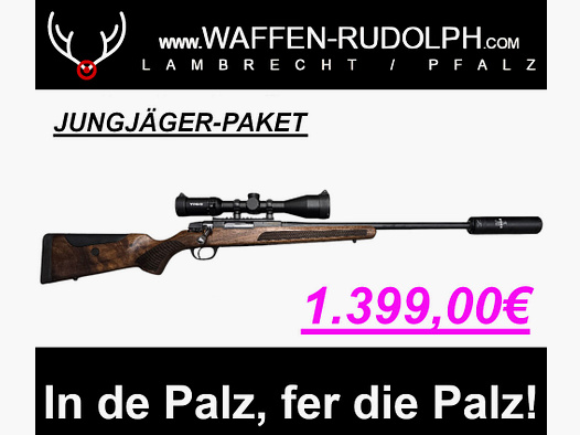 Ensemble complet Brenner, Brenner BR20 avec crosse en bois en .308, y compris optique et silencieux PAS seulement pour les jeunes chasseurs !