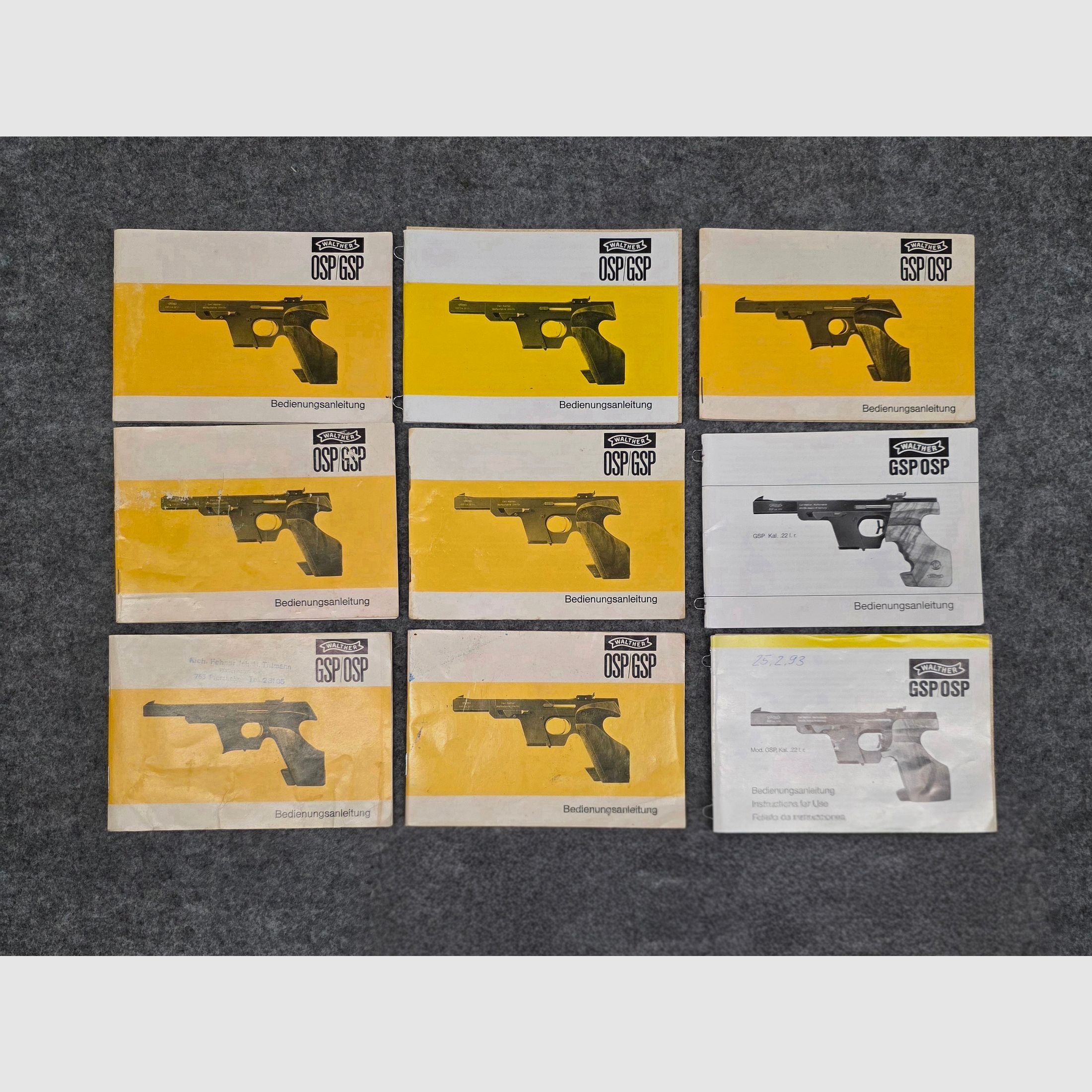 Walther OSP GSP Beschreibung Bedienungsanleitung Luftpistole Luftgewehr KK Gewehr Co2 Pistole siehe Beschreibung. Preis ab