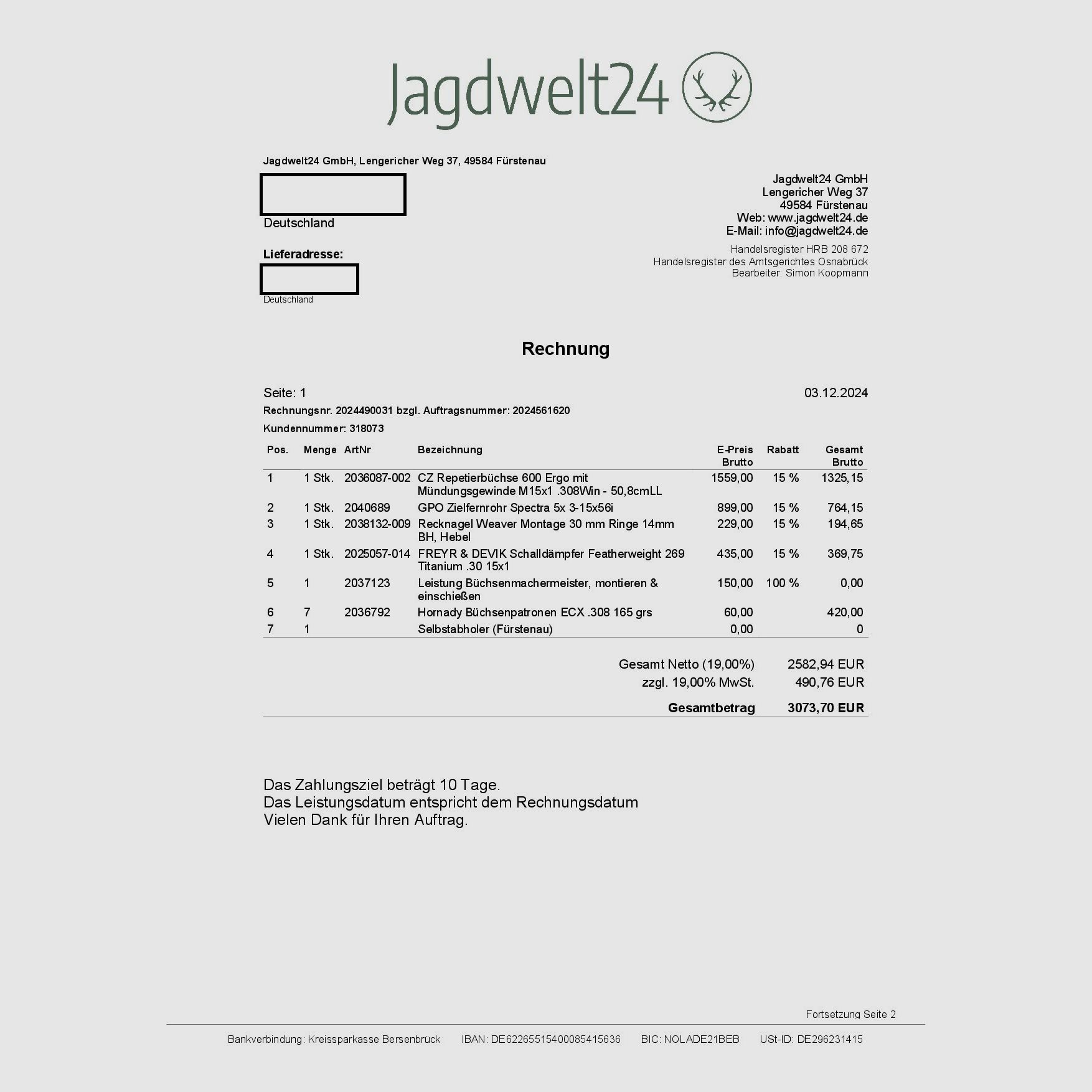 CZ ERGO 600 im .308WIN Komplettpaket