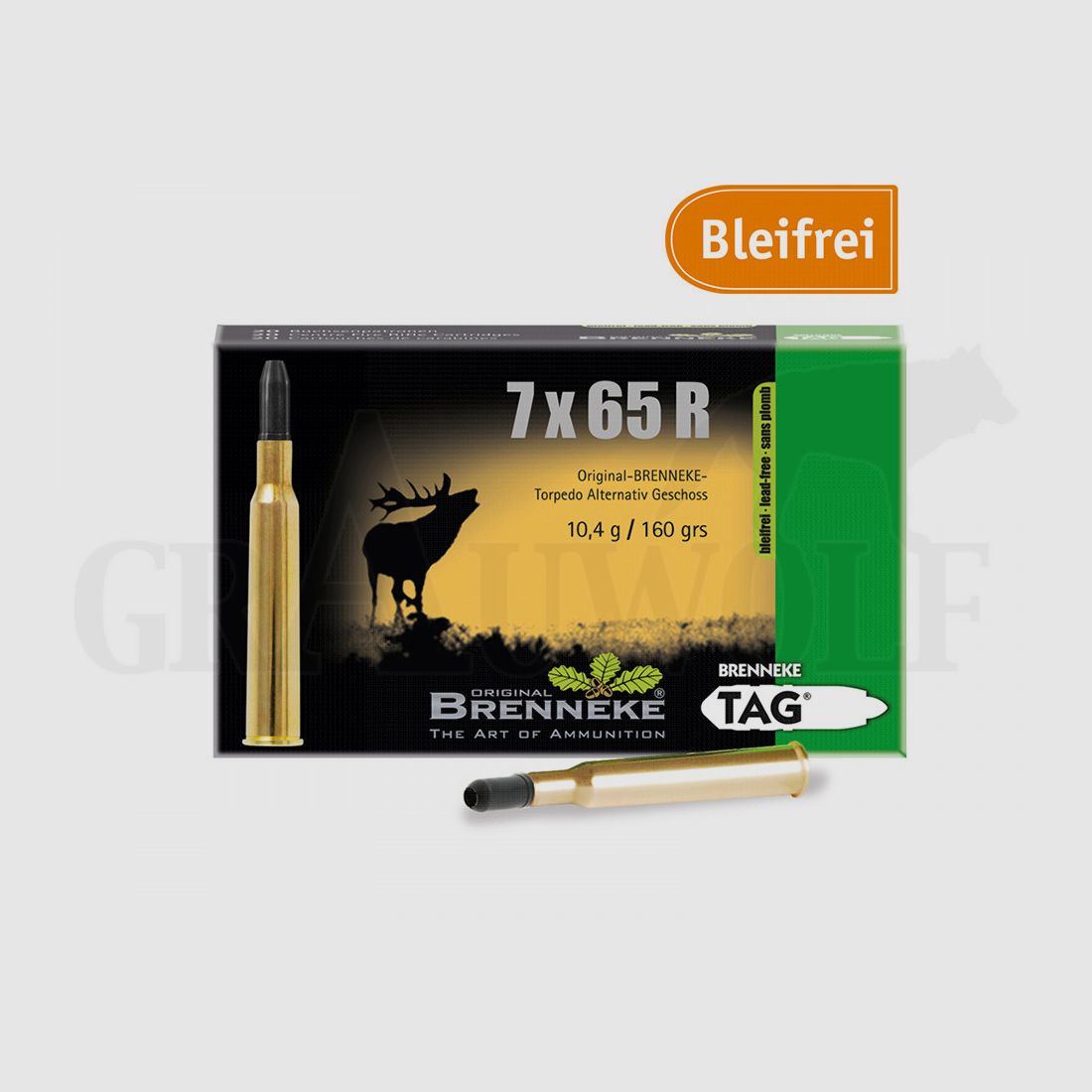 7x65R 160 gr / 10,4 g Brenneke TAG Cartuchos Sin Plomo 20 Piezas