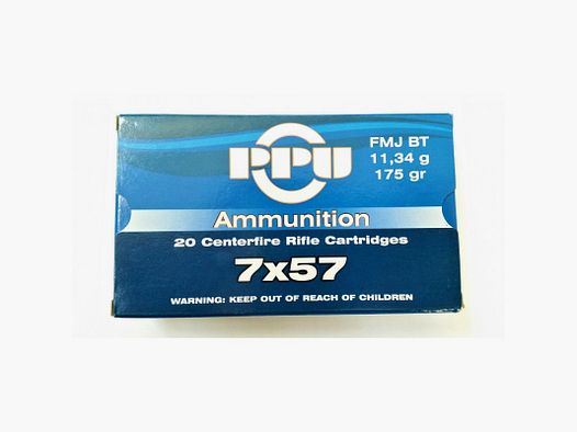 PPU 7X57 175 GRS / 11,34 G FMJ BT 20 STK