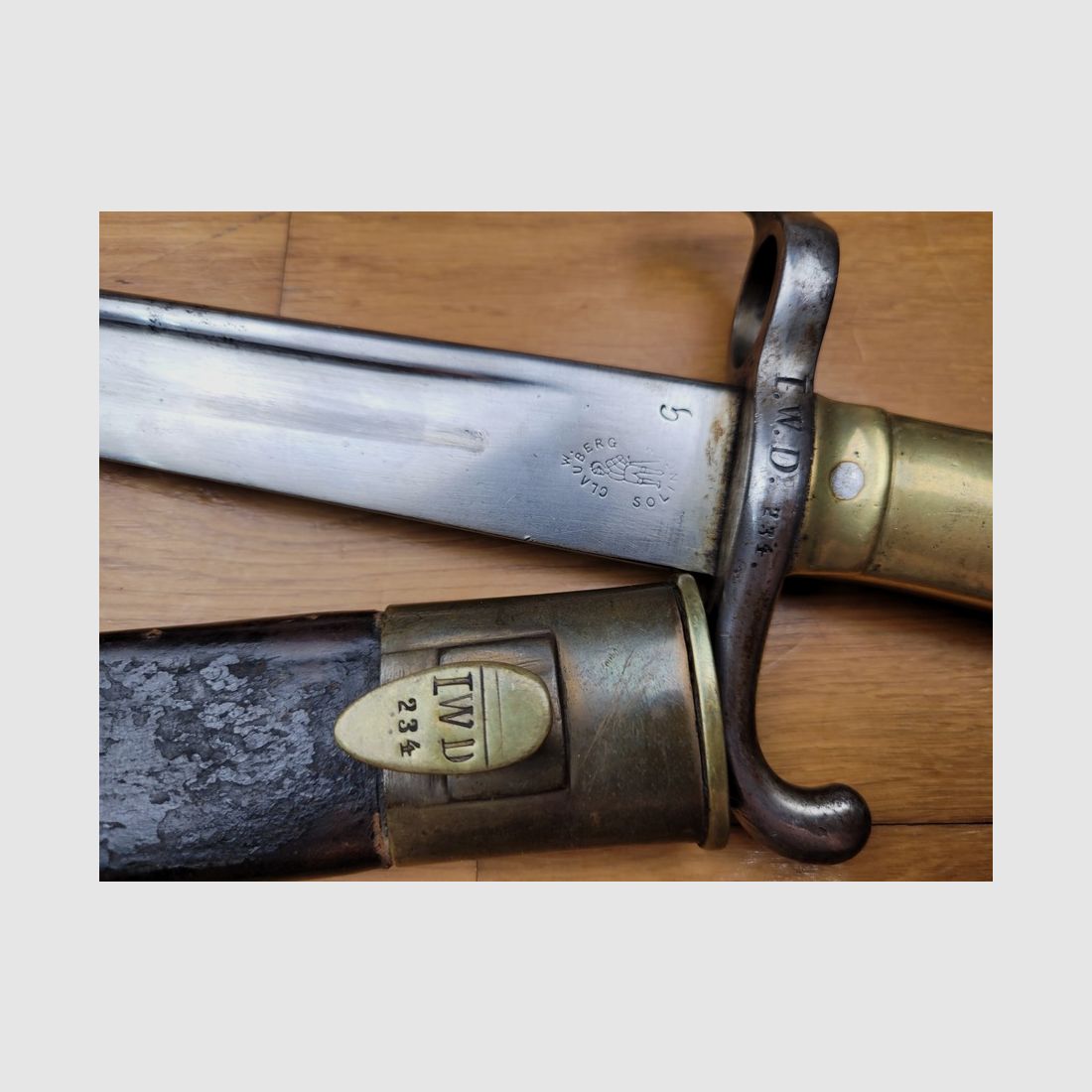 Bayonett des Fusiliers 1860 – Marineinfanterie Preußen – mit Nummer – W68 „Clauberg + Chevalier“ – TBE, Bild 14 von 17