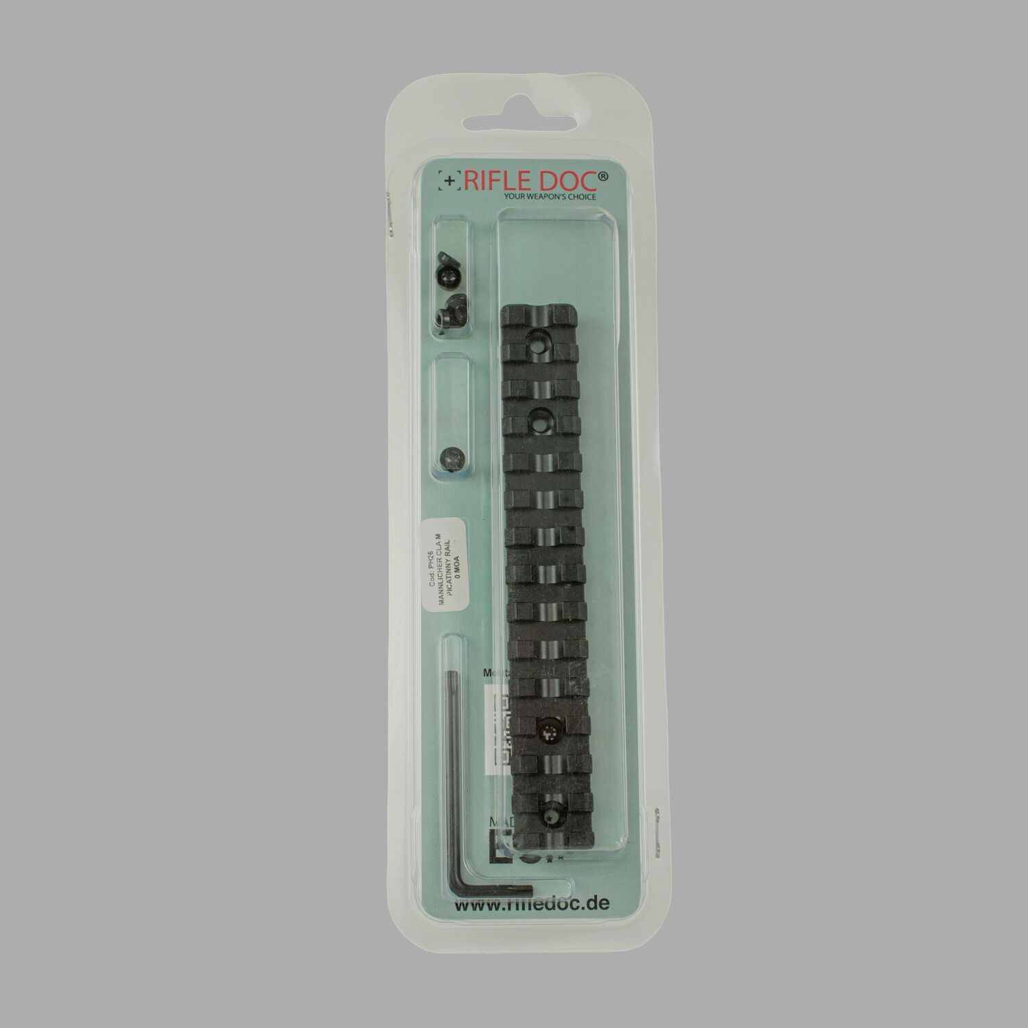 Rifle Doc Picatinny Weaver RAIL in acciaio per STEYR MANNLICHER CL II M, SM 12 M, Classic M, Pro Hunter M (dopo il 2003) 99,00 € IVA inclusa RAIL Picatinny in acciaio temprato compatibile con Steyr CL II M, Steyr
