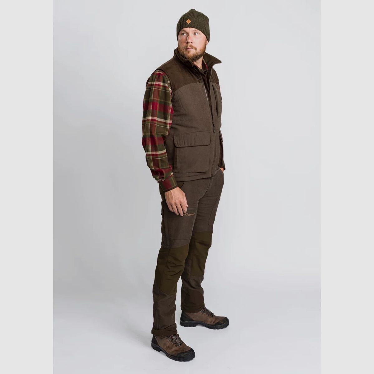 Spodnie myśliwskie PINEWOOD Caribou Męskie Zamszowe Brązowe/ Ciemna Oliwka