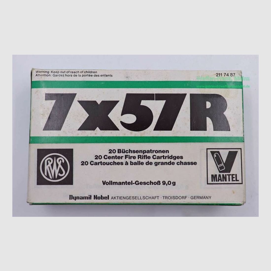 RWS (WZd.Fa.Rottweil) Büchsenpatronen 7x57R/Vollmantel