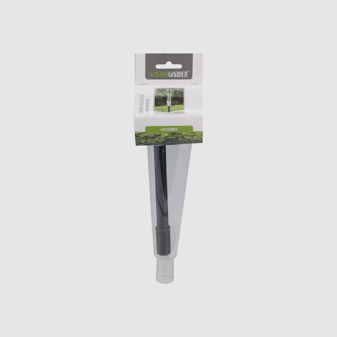 Pluviometro trasparente con asta nera 7,8x24 cm, immagine 3 di 4