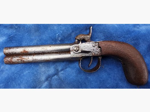 Doppelläufige Perkussionspistole übereinanderliegend 9 mm (genehmigungsfrei)