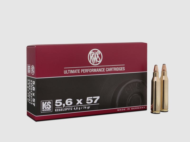 RWS 5,6x57 KS 4,8g/74gr. Geweerpatronen