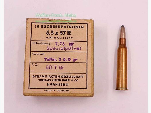 RWS (WZd.Fa.Rottweil) Büchsenpatronen 6,5x57R