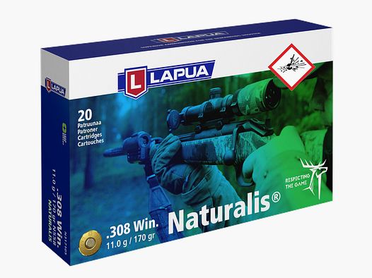 Cartouche de carabine Lapua Naturalis cal. .308 Win 170grs