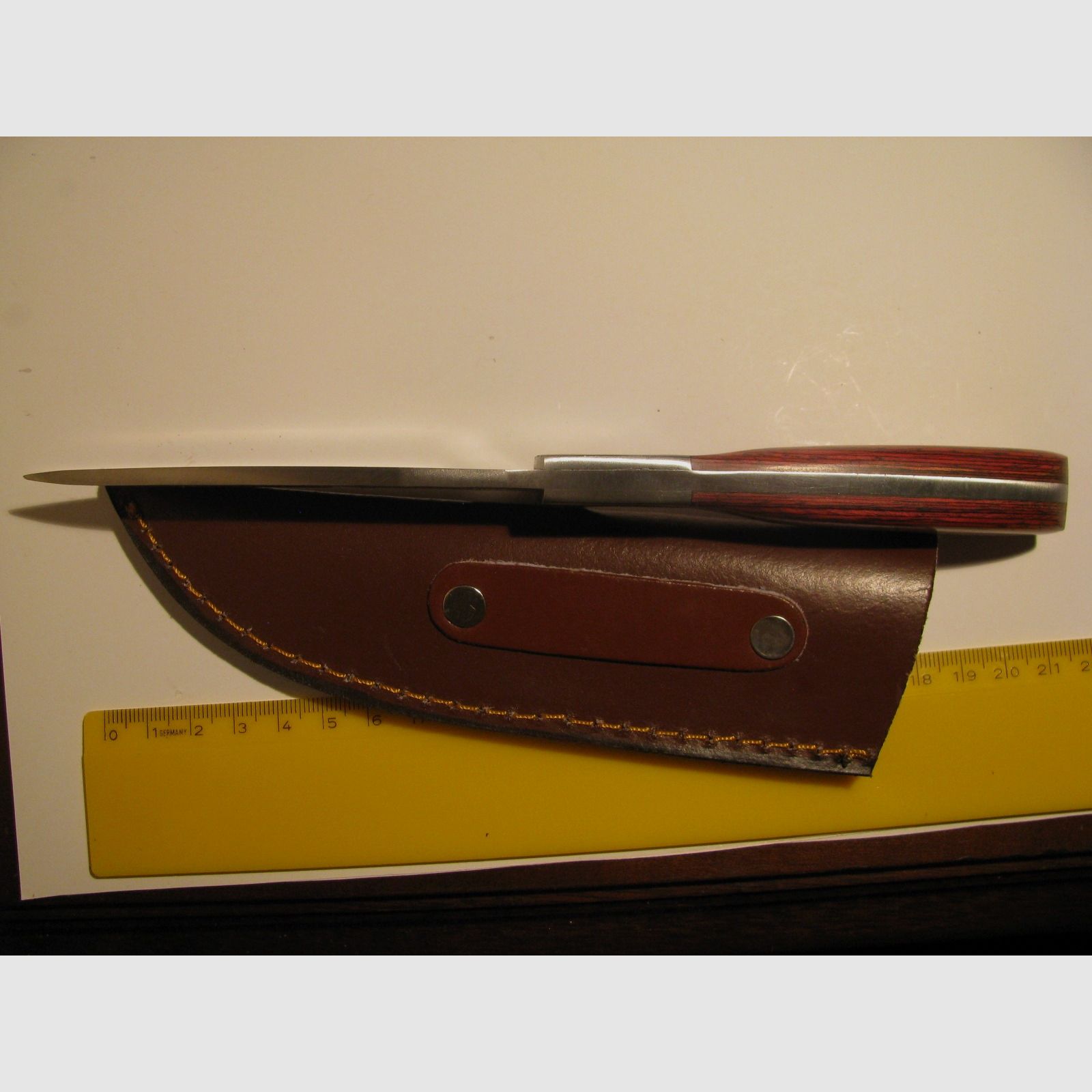 Haushaltsmesser, Campingmesser, Jagdmesser usw., rötlicher Holzgriff, Lederhülle