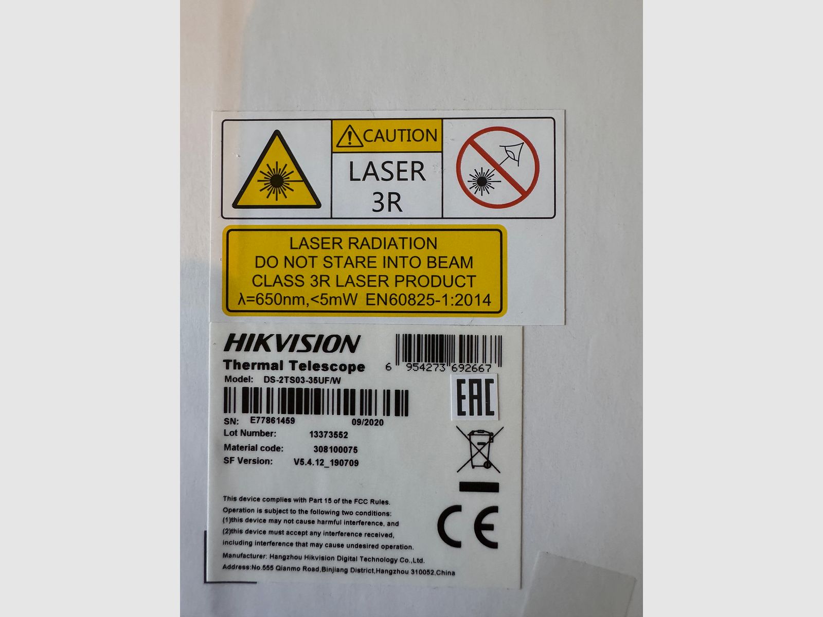 Hikvision OWL DS-2TS03-35UF/W cámara térmica OVP