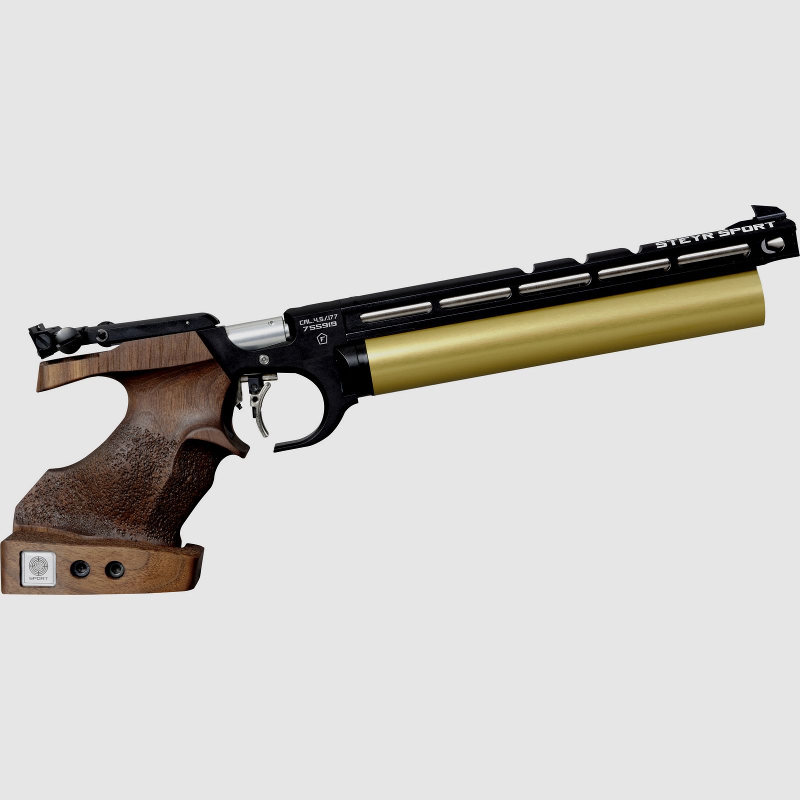 Steyr Mod. EVO 10 negro, cartucho dorado