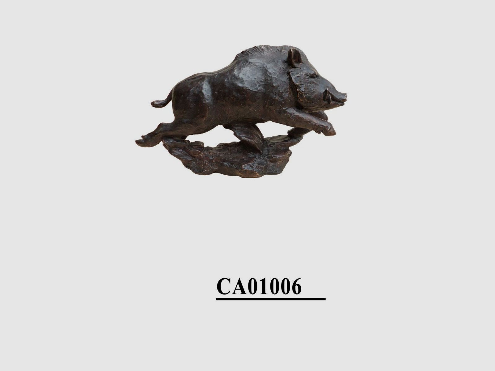 Lovergreen growing bronze statue motif jumping wild boar medium size