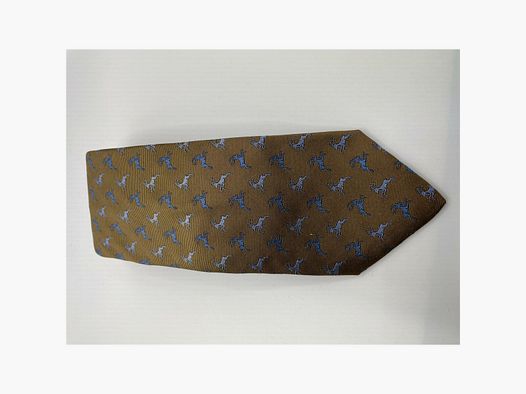 Robert Keyte Krawatte 100% Seide braun Motiv hellbau und blauer Hirsch