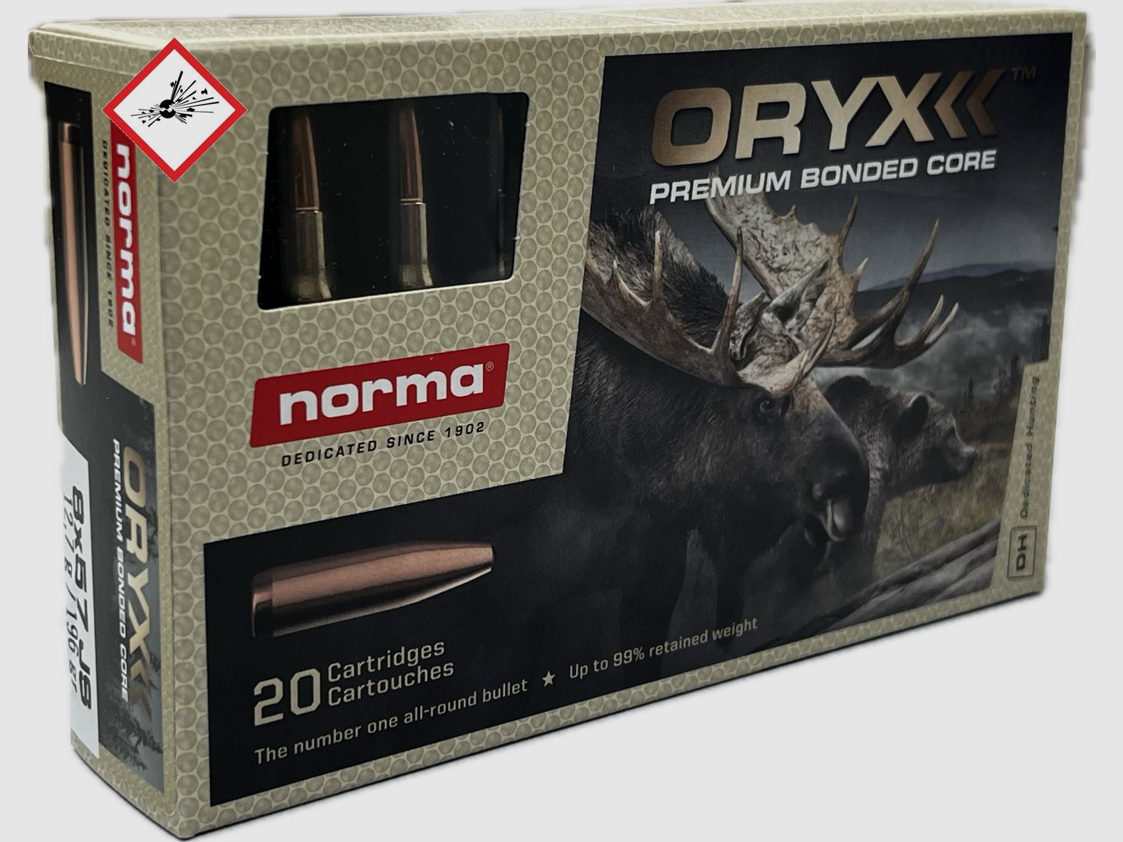 Norma cartouche à balle ORYX Cal. 8X57 JS 12,7g 196grs