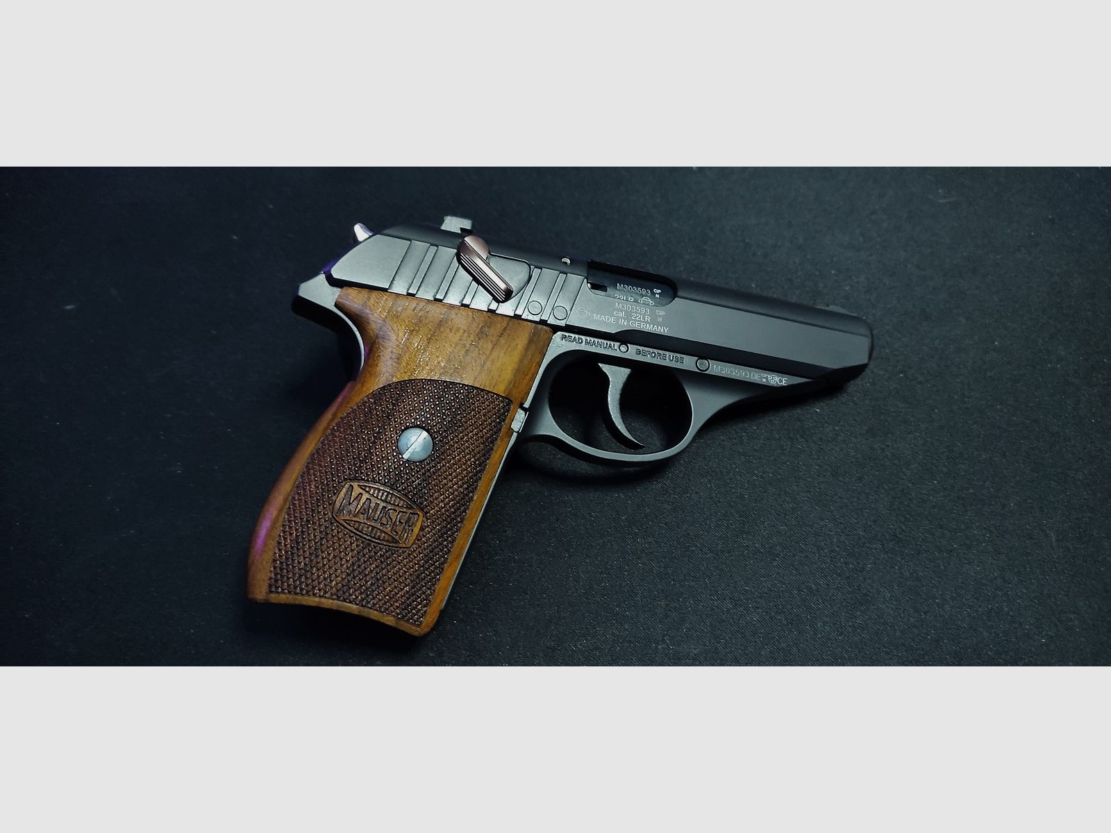 GSG Mauser HSr mit Walnuss-Holzgriffschalen .22lr HV - Selbstladepistole