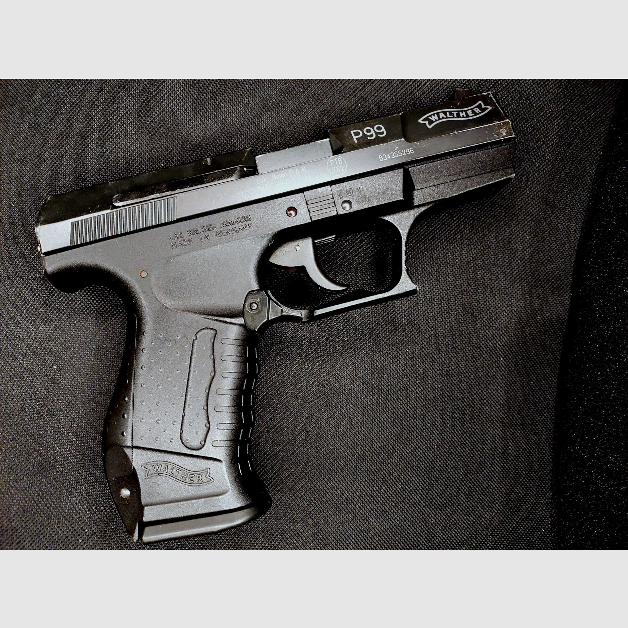 Pistolet à blanc Walther P99 9mm P.A.K. bronzé (PTB 637) P 99 avec étui en cuir