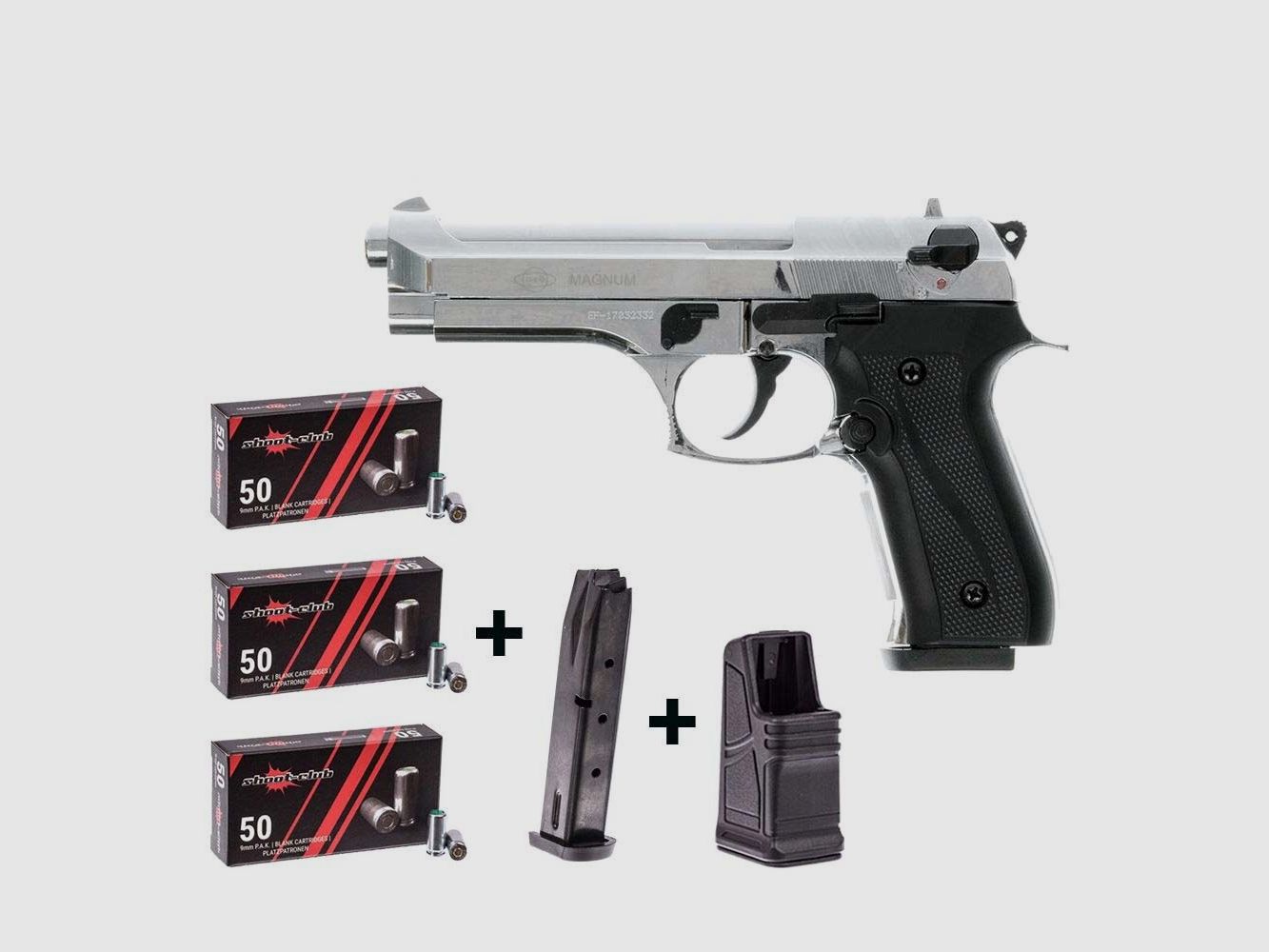 GSG Firat Magnum vernickelt 9 mm P.A.K. Platzpatronen-Set