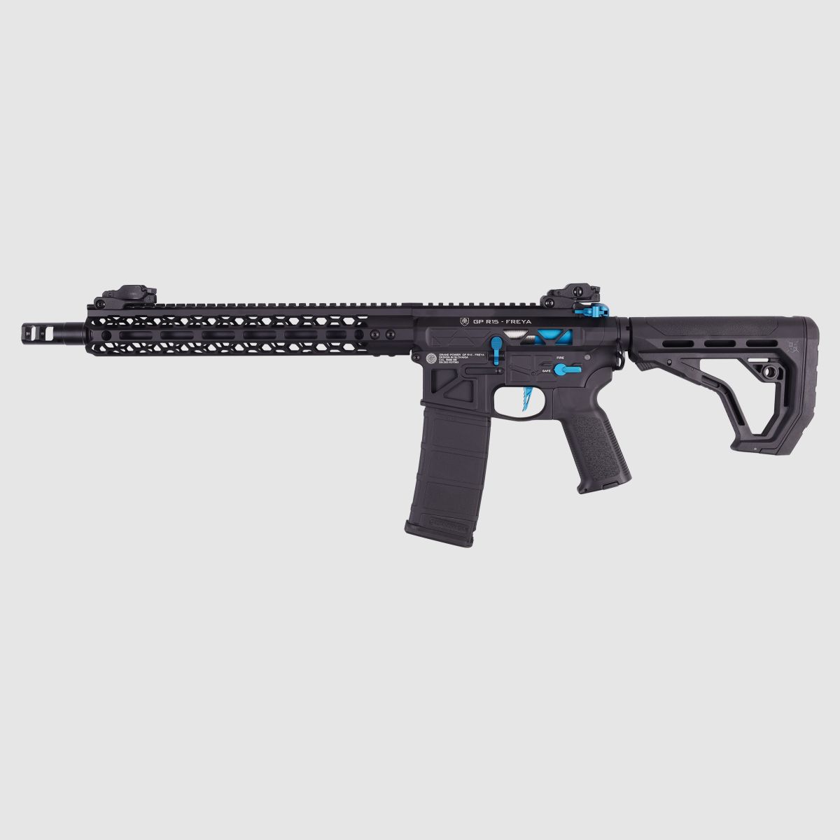 GP R15 FREYA HEXAGON Skeleton 12,5" gen.2 M-LOK Czarny/Niebieski S-AEG Wolny od 18 lat -F- | Delta Armory