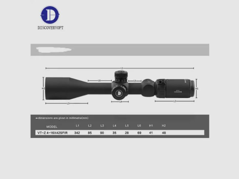 Discovery Optics 3-12x42 Zielfernrohr, 25,4 mm Rohrdurchmesser mit Seitenrad und Ringhalterung